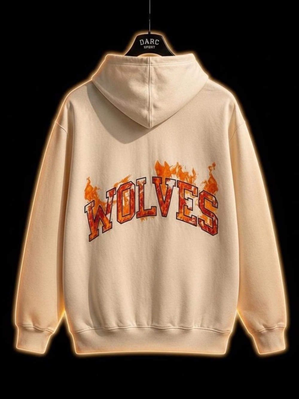 Darc Sport ‘Red Hulk’ Cream Colored Hoodie with Red Flame Artwork - Size L - NWT - Picture 2 of 7